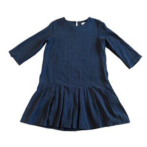 Chloe Collection Navy Blue Mini Dress 3/4 Sleeves Ruffle Pleat Size Large Womens